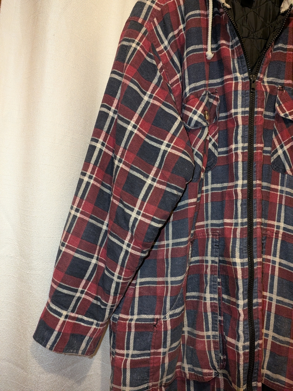 Vintage Merrill & Forbes Outfitters Quilted Lined Plaid Zip Hooded Jacket XL - Picture 8 of 16